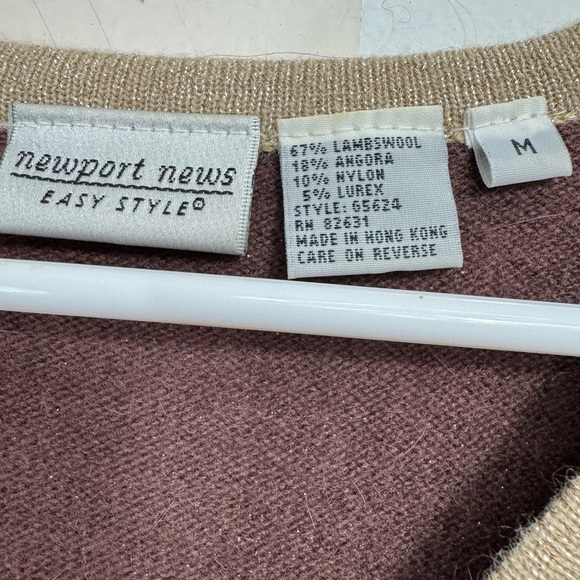 Vintage Y2K Newport News Size M Lambswool Angora Tiger Leopard Cardigan Sweater - Picture 3 of 6